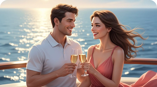 Wonaco Casino | VIP couple celebrating a win on a yacht